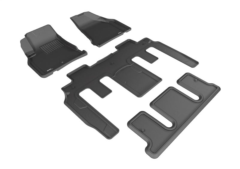 3D MAXpider 2008-2017 Buick Enclave Kagu 1st & 2nd & 3rd Row Floormats - Black