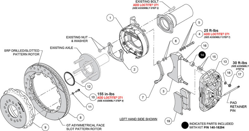 Wilwood New Big Ford XRS4R Rear Big Brake Kit - 13.00in Drill & Slotted Rotor - 2.50in Offset - Red