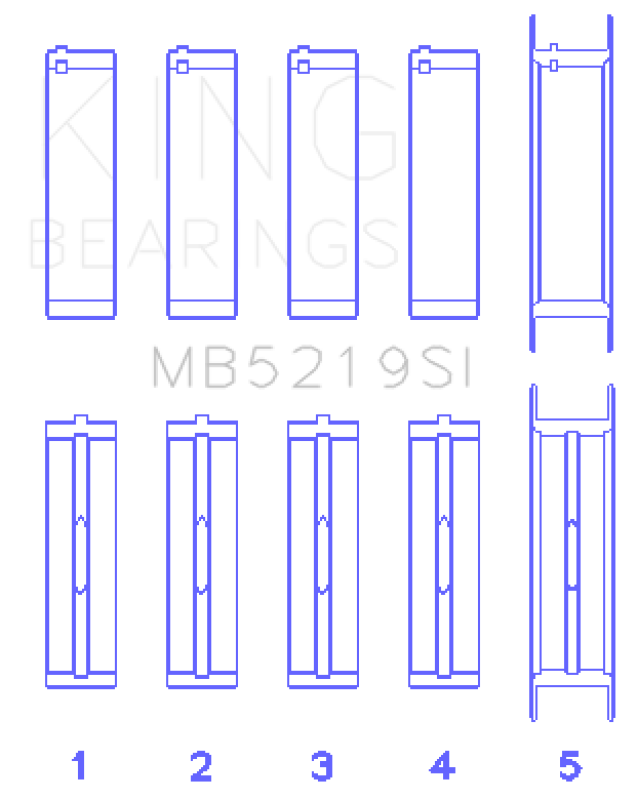 King 91-92 281CI 4.6L V8 Romeo with Cast Iron Block SOHC 16 Valves (Size +0.25) Main Bearing Set