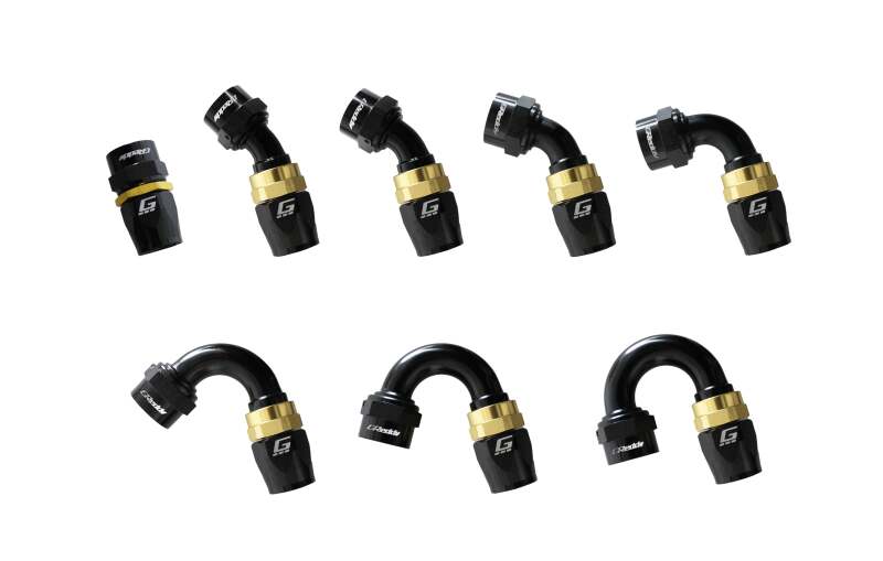 GReddy AN06 60 DEGREE HOSE END SWIVEL BLACK/GOLD ANODIZED