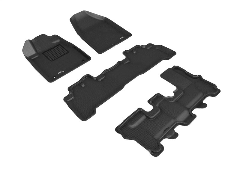 3D MAXpider 2007-2013 Acura MDX Kagu 1st & 2nd & 3rd Row Floormats - Black