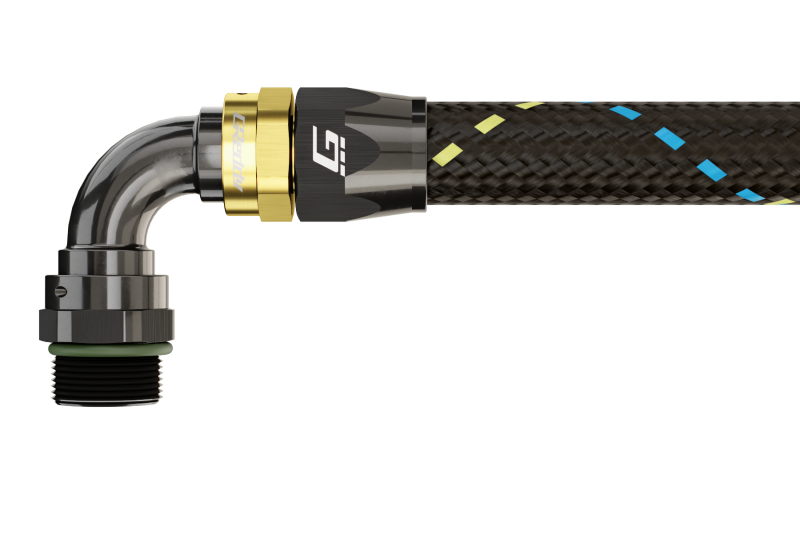 GReddy AN08 90 DEGREE ORB MALE BLACK/GOLD ANODIZED