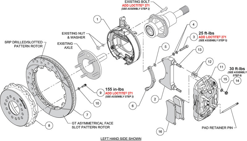 Wilwood 71-87 Chevy C10 XRS4R Rear Big Brake Kit - 12.88in Slotted Rotor - 2.42in Offset - Red