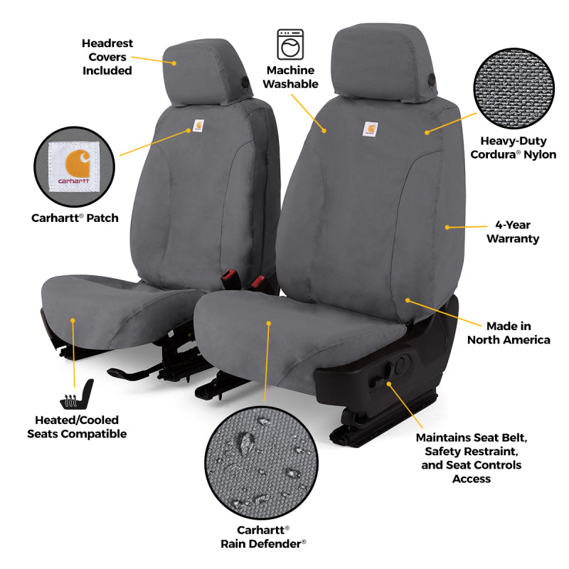 Covercraft 14-21 Toyota Tundra Carhartt Super Dux SeatSaver Front Row Custom Seat Cover - Gravel