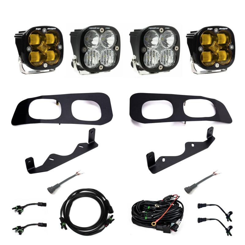 Baja Designs 2023+ Ford F250/F350 Super Duty Squadron SAE/Pro Fog Pocket Kit - Amber Toggle